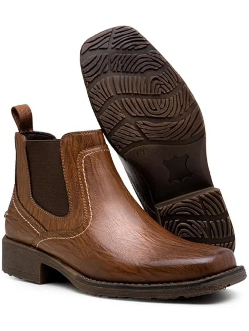 Men's Chelsea Boots Square Toe Slip On Ankle Boots Synthetic Rubber Sole